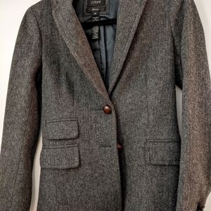 COPY - JCrew Charcoal Tweed Blazer leather buttons